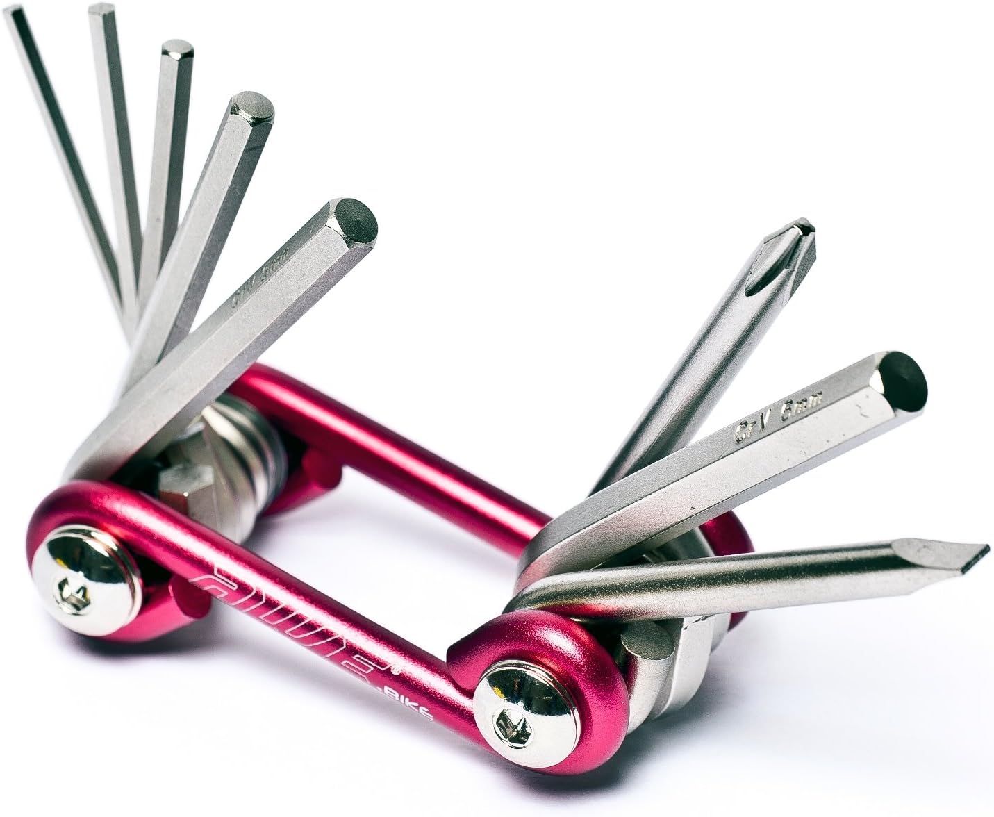 Awe 8 Piece CR-V Special Hardened Steel Bike Multi Function Red Pocket Tool
