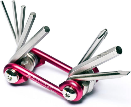 Awe 8 Piece CR-V Special Hardened Steel Bike Multi Function Red Pocket Tool