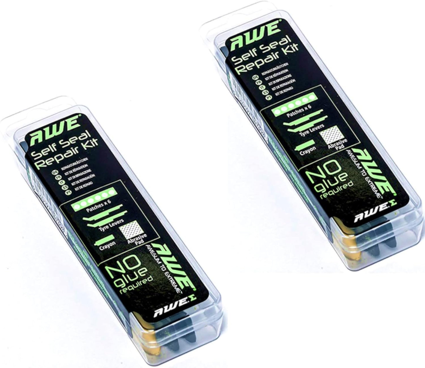 Awe 2 x Bicycle Self Seal Puncture Repair Kit 12 x Patches, 4 x Levers, 2 Crayon & 2 Abrasive Pad