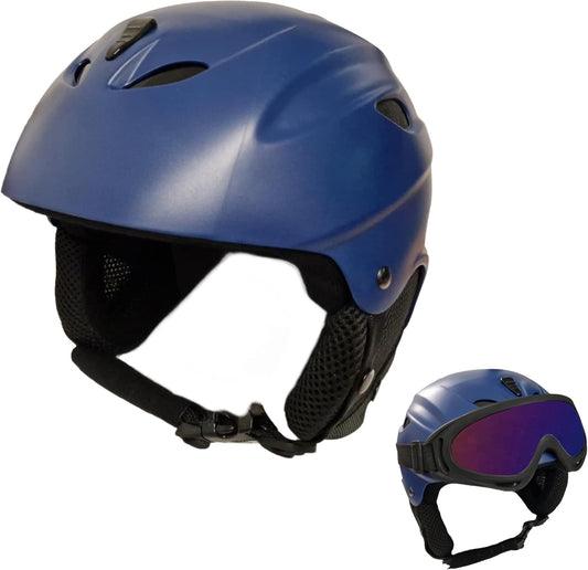 Awe ABS Junior/Adult Ski/Snowboard Helmet Matt Blue 55-58cm - Goggle Compatible