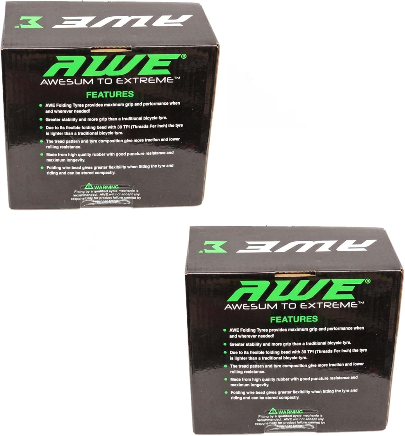 Awe 2 x AWERide Folding Tyres 27.5 x 2.20 cm MTB and 2 x AWE Inner Tubes 27.5" x 1.75-2.25 Schrader Valve