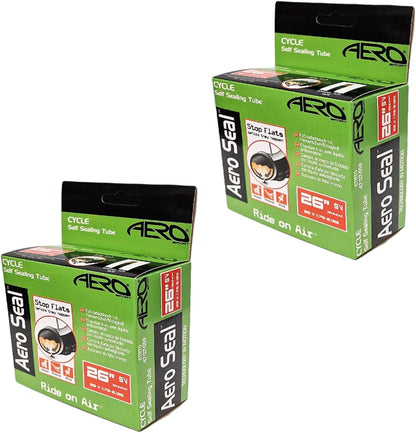 Aero Sport 2 x Self Sealing Butyl Rubber 26" x 1.75 - 2.125 Inner Tubes Schrader Valve