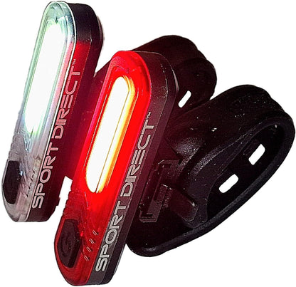 Sport Direct 130 Lumens 20 x COB LEDs USB Rechargeable Bike Light Set