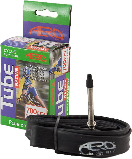 Aero Sport Butyl Rubber 700 x 18/25C Inner Tube 500%* Extra Ride Time Presta Valve