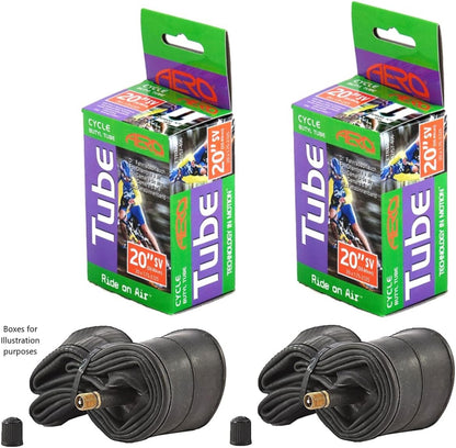 Aero Sport 2 x Butyl Rubber 20" x 1.75-2.125 Inner Tube 500%* Extra Ride Time Schrader Valve