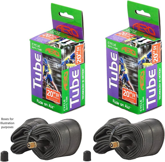 Aero Sport 2 x Butyl Rubber 20" x 1.75-2.125 Inner Tube 500%* Extra Ride Time Schrader Valve