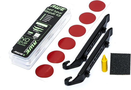 Awe Bicycle Self Seal Puncture Repair Kit 6 x Patches, 2 x Levers, 1 Crayon & 1 Abrasive Pad