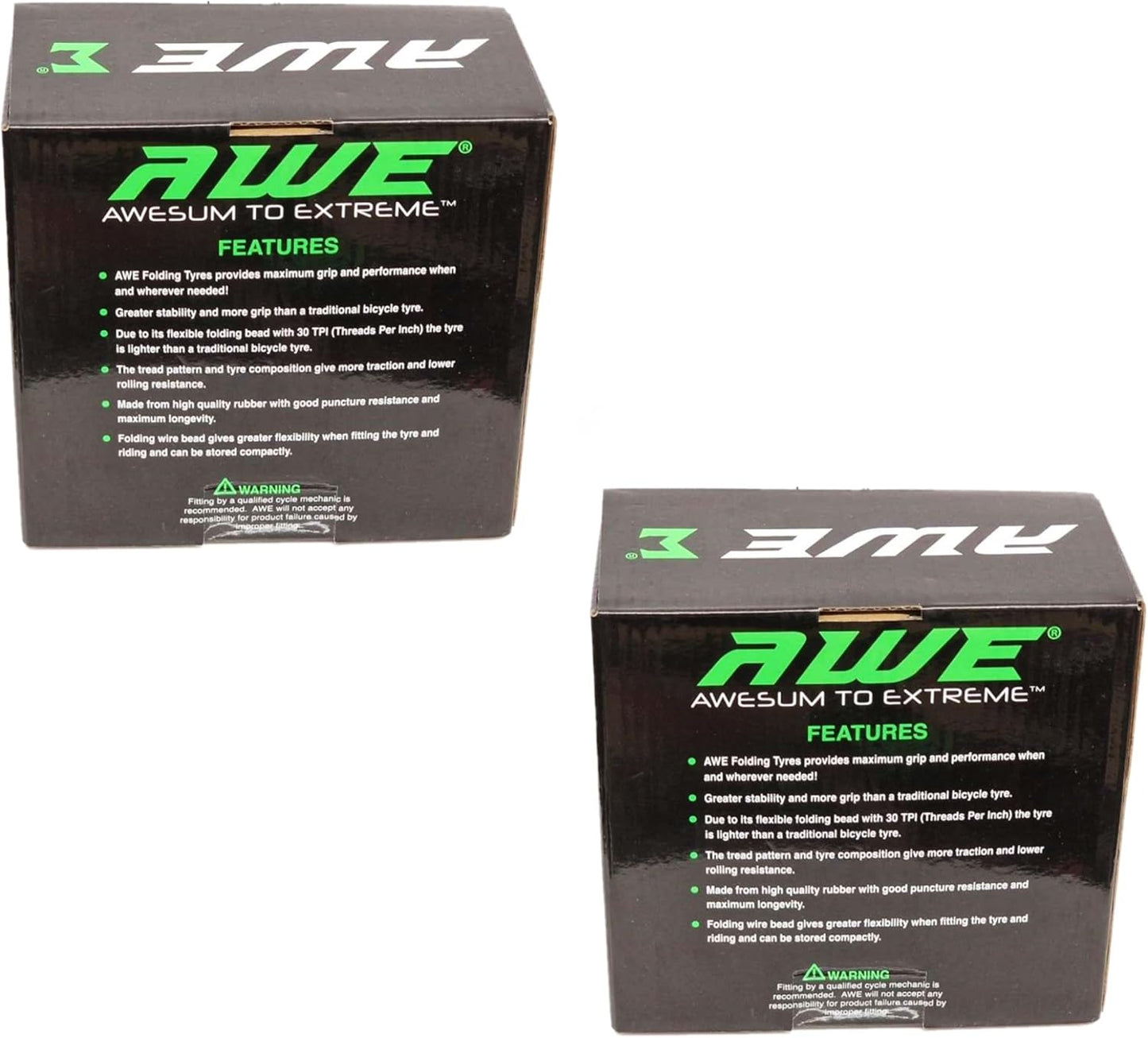 Awe 2 x AWERide Folding Tyres 20 x 1.95 cm MTB and 2 x AWE Inner Tubes 20" x 1.75-2.125 Schrader Valve