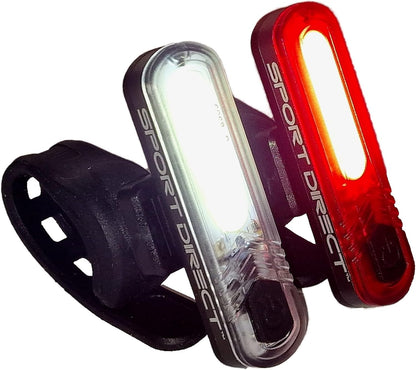 Sport Direct 130 Lumens 20 x COB LEDs USB Rechargeable Bike Light Set