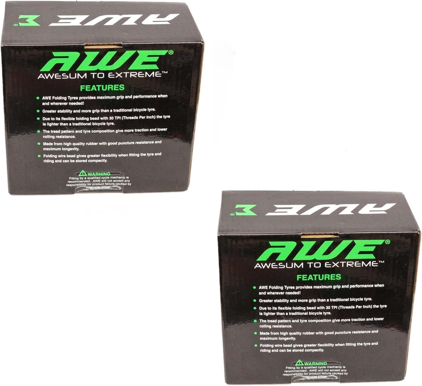 Awe 2 x AWERide Folding Tyres 26 x 1.95 cm MTB and 2 x AWE Inner Tubes 26" x 1.75-2.125 Schrader Valve