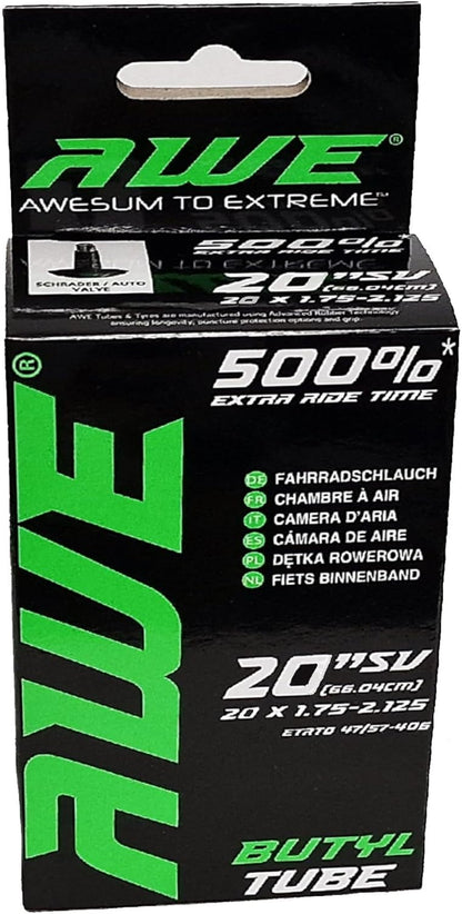 Awe 1 x AWERide Folding Tyre 20 x 1.95 cm MTB and 1 x AWE Inner Tube 20" x 1.75-2.125 Schrader Valve