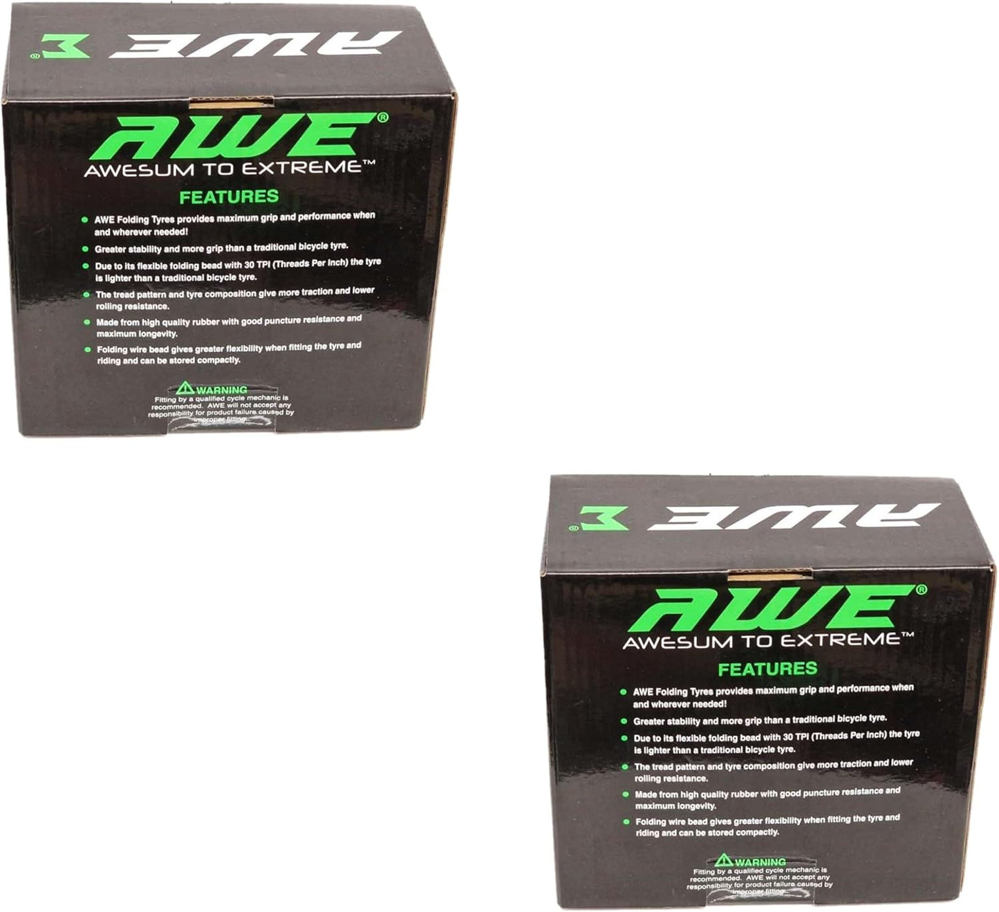 Awe 2 x AWERide Bike/E-Bike Folding Tyres 24" x 1.95" MTB Tyre 30 TPI