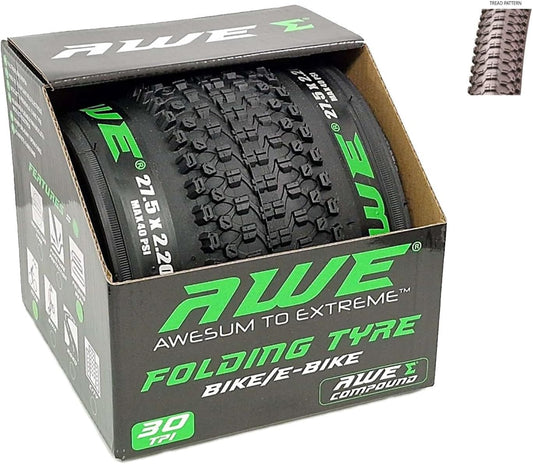 Awe AWERide Bike/E-Bike Folding Tyre 27.5" x 2.20" MTB Tyre 30 TPI