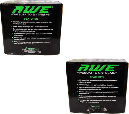 Awe 2 x AWEJump Bike/E-Bike Folding Tyre 20" x 2.125" BMX Tyre 30 TPI