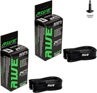 Awe 2 x AWERide Folding Tyres 24 x 1.95 cm MTB and 2 x AWE Inner Tubes 24" x 1.75-2.125 Schrader Valve