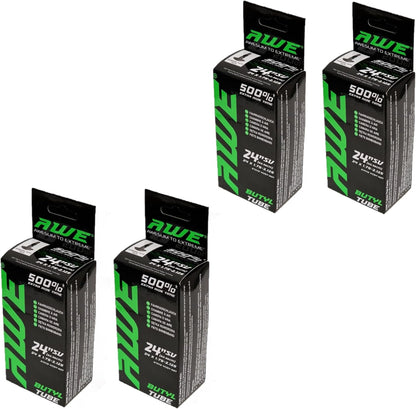 Awe 4 x Butyl Rubber 24" x 1.75-2.125 Inner Tube 500%* Extra Ride Time Schrader Valve