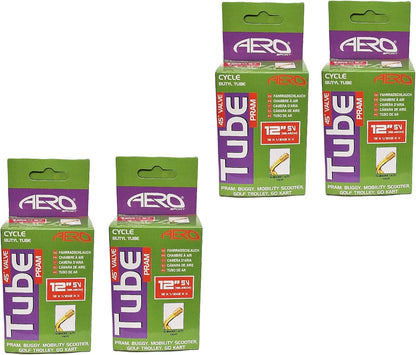 Aero Sport 4 x Butyl Rubber (45º) 12" x 1.75-2.125 Inner Tube 500%* Extra Ride Time Schrader Valve