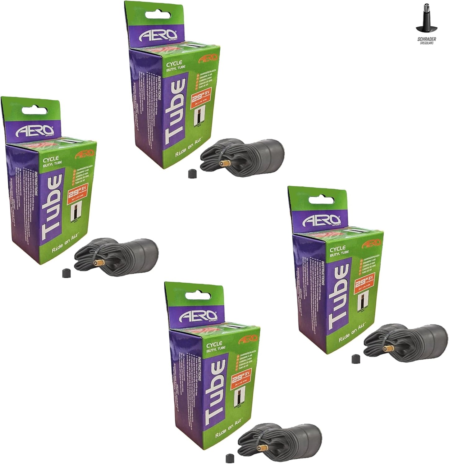 Awe 4 x Butyl Rubber 29" x 1.75-2.25 Inner Tube 500%* Extra Ride Time Schrader Valve