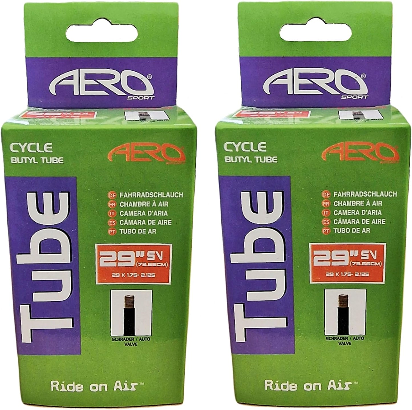 Awe 2 x Butyl Rubber 29" x 1.75-2.25 Inner Tube 500%* Extra Ride Time Schrader Valve
