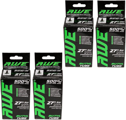 Awe 4 x Butyl Rubber 27"x 1 1/4 (700x28/37C) Inner Tube 500%* Extra Ride Time Schrader Valve