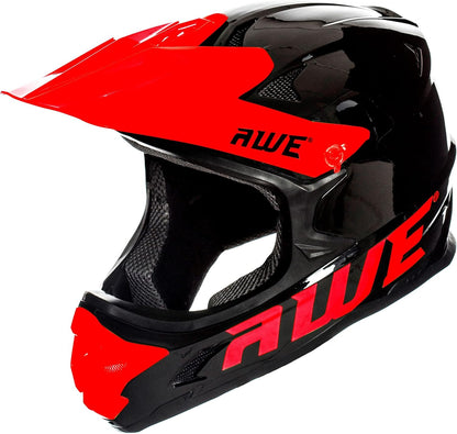 AweBlast 16+/Adult BMX/Downhill/Full Face/Enduro Bike Helmet 58-60cm Black/Red