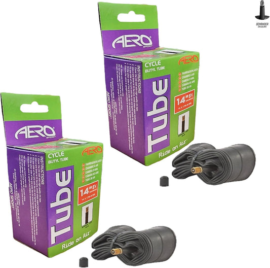 Awe 2 x Butyl Rubber 14" x 1.75-2.125 Inner Tube 500%* Extra Ride Time Schrader Valve