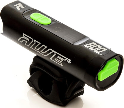 Awe 800 Lumens Auto Power Adjusting 1 x LED USB Rechargeable Front Bike Light