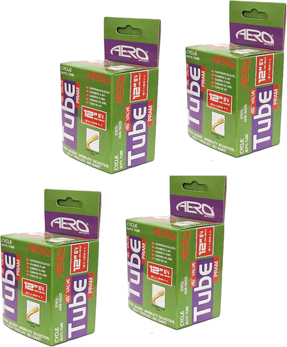 Aero Sport 4 x Butyl Rubber (45º) 12" x 1.75-2.125 Inner Tube 500%* Extra Ride Time Schrader Valve