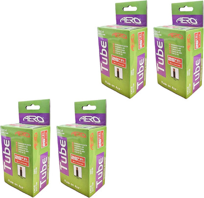Aero Sport 4 x Butyl Rubber 26" x 1.75-2.125 Inner Tube 500%* Extra Ride Time Schrader Valve