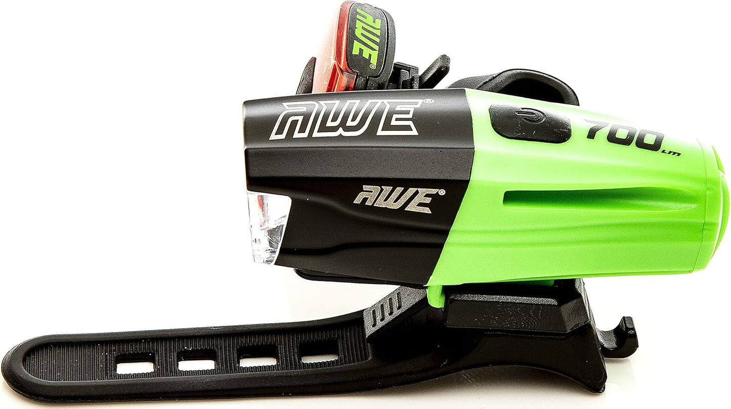 Awe Fire 730 Lumens USB Rechargeable Bike Front/Rear Light Set