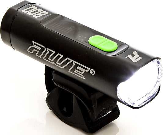 Awe 800 Lumens Auto Power Adjusting 1 x LED USB Rechargeable Front Bike Light