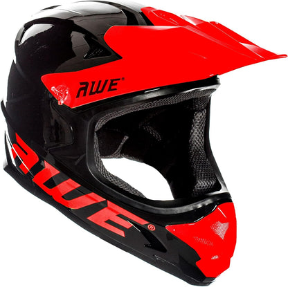 AweBlast 16+/Adult BMX/Downhill/Full Face/Enduro Bike Helmet 58-60cm Black/Red