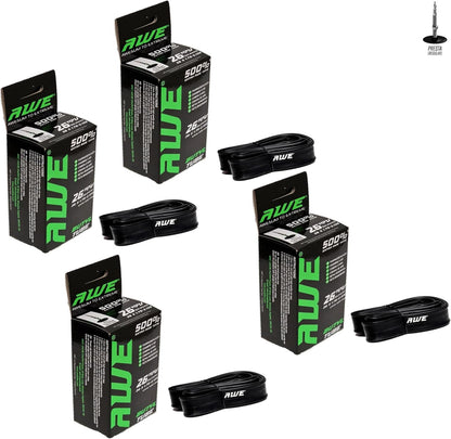 Awe 4 x Butyl Rubber 26" x 1.75-2.125 Inner Tube 500%* Extra Ride Time Presta Valve