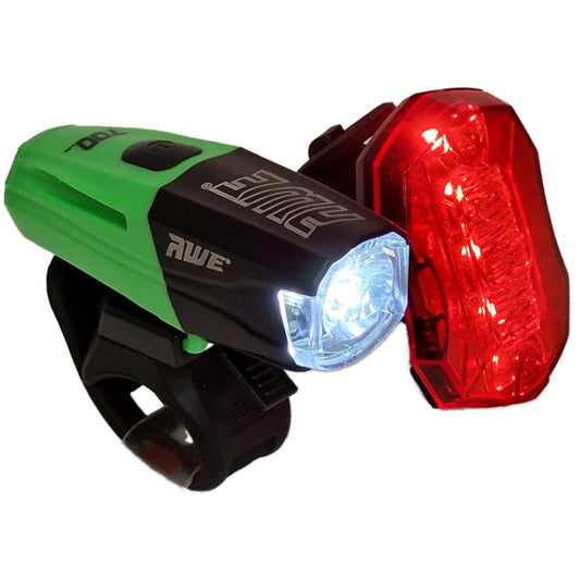 Awe 700 Lumens Bike Light Set, Front USB Rechargeable & Rear x 5 Red SMD LEDs