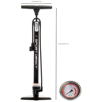 Sport Direct 160 PSI Steel Track Floor Bike Pump and Gauge with Dual Valve
