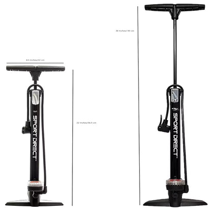 Sport Direct 160 PSI Steel Track Floor Bike Pump and Gauge with Dual Valve
