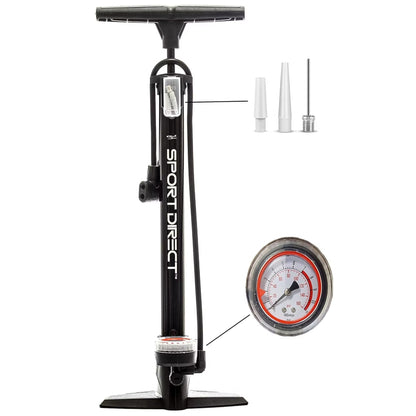 Sport Direct 160 PSI Steel Track Floor Bike Pump and Gauge with Dual Valve