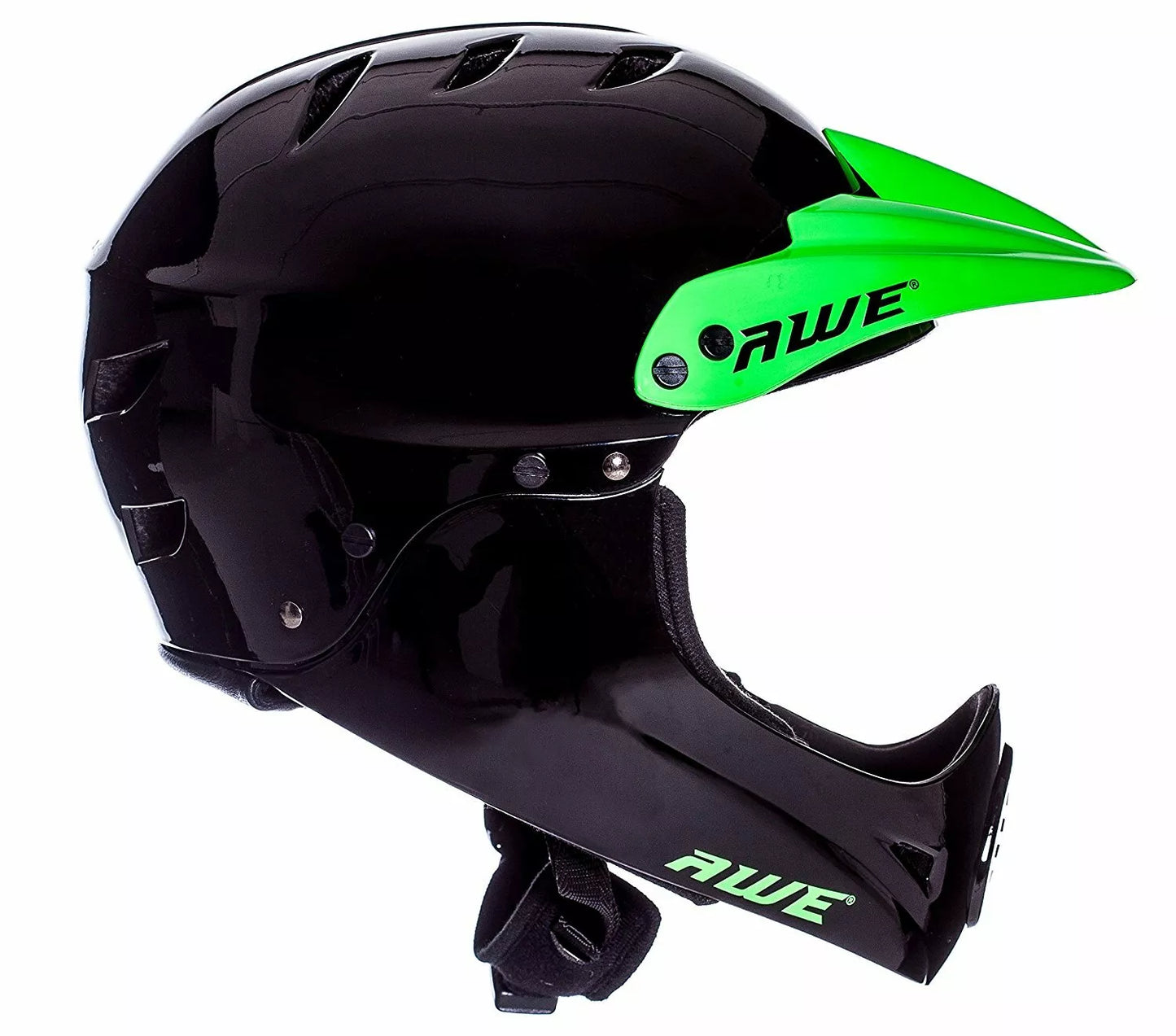 AweBlaze 16+/Adult Full Face BMX Bike Helmet Medium 55-58cm Black/Green Visor