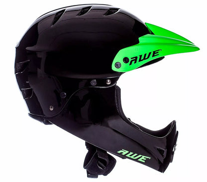 AweBlaze 16+/Adult Full Face BMX Bike Helmet Medium 55-58cm Black/Green Visor