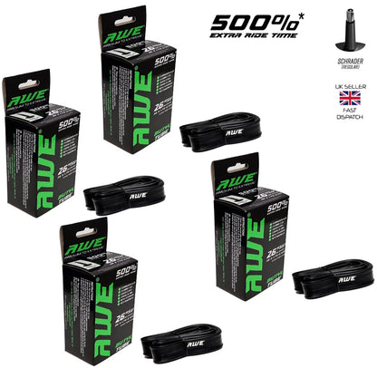 Awe 4 x Butyl Rubber 26" x 1.75-2.125 Inner Tube 500%* Extra Ride Time Schrader Valve