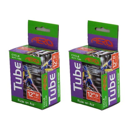 Aero Sport 2 x Butyl Rubber 12" x 1.75-2.125 Inner Tube 500%* Extra Ride Time Schrader Valve