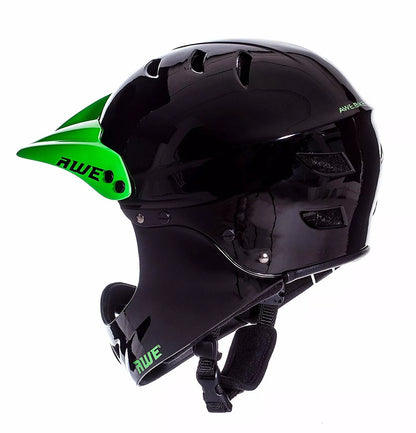AweBlaze 16+/Adult Full Face BMX Bike Helmet Medium 55-58cm Black/Green Visor