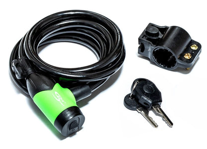 Sport Direct 10mm x 185cm Steel Bike/Bicycle LED Cable Lock With Keys & Bracket