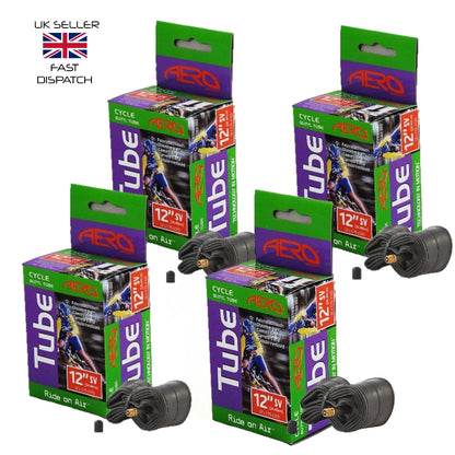 Aero Sport 4 x Butyl Rubber 12" x 1.75-2.125 Inner Tube 500%* Extra Ride Time Schrader Valve