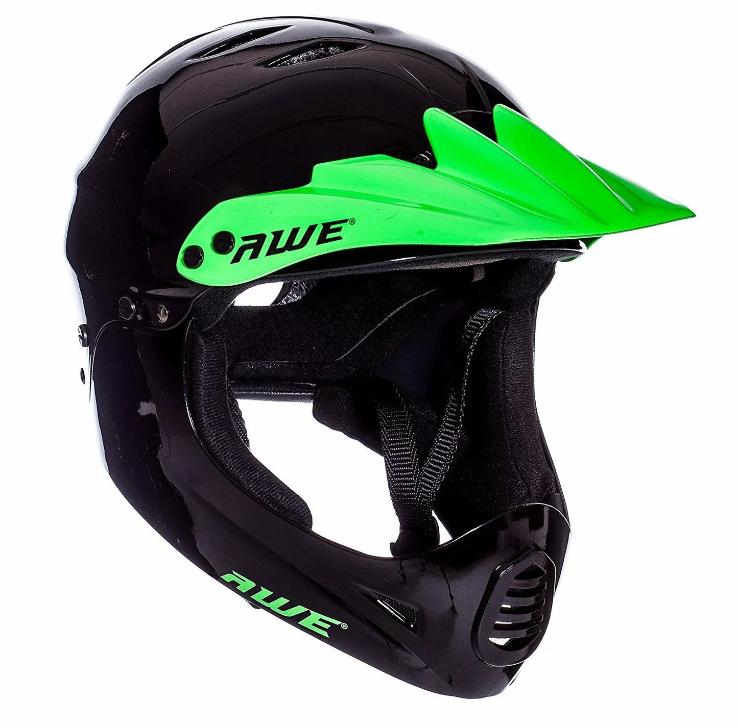 AweBlaze 16+/Adult Full Face BMX Bike Helmet Medium 55-58cm Black/Green Visor