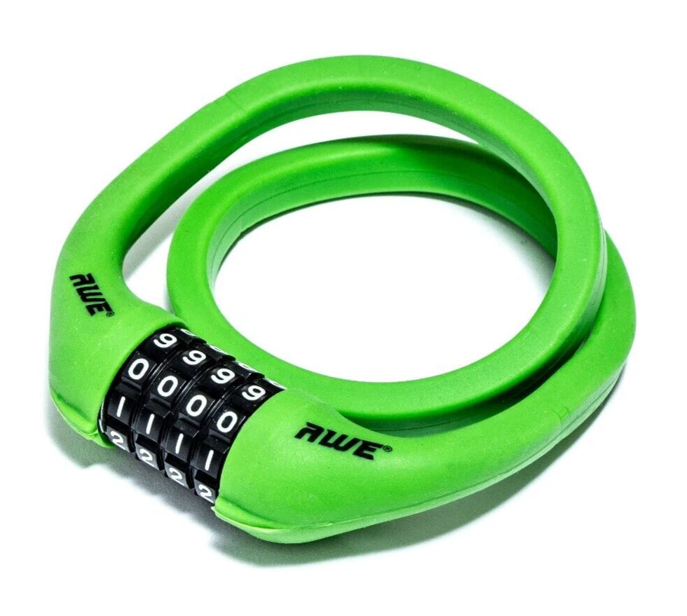 Awe Shape Memory Silicone 900mm x 12mm Combination Bike/Bicycle Lock
