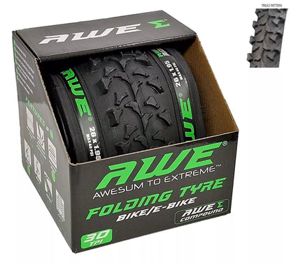 Awe AWERide Bike/E-Bike Folding Tyre 26" x 1.95" MTB Tyre 30 TPI
