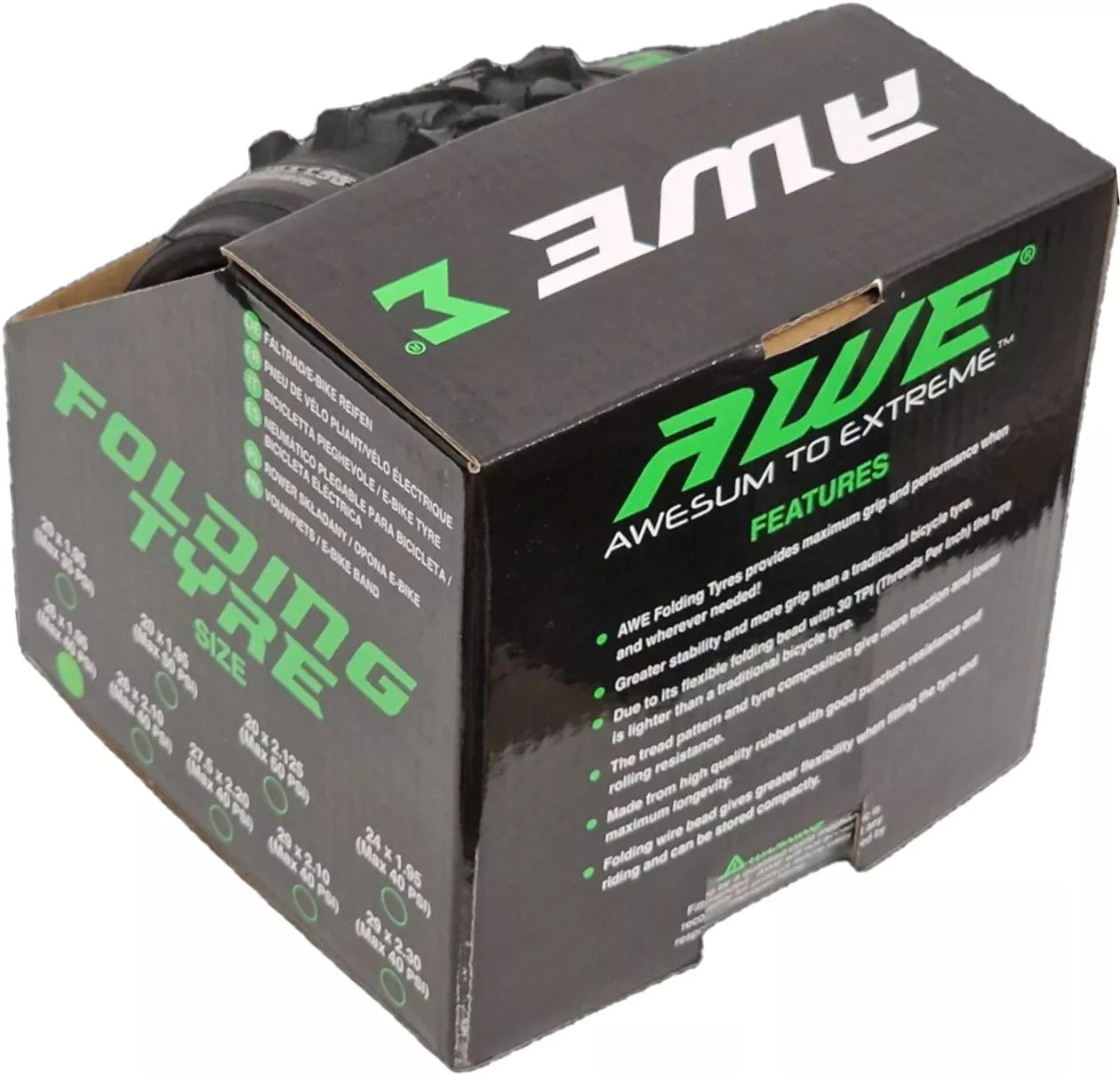 Awe AWERide Bike/E-Bike Folding Tyre 26" x 1.95" MTB Tyre 30 TPI