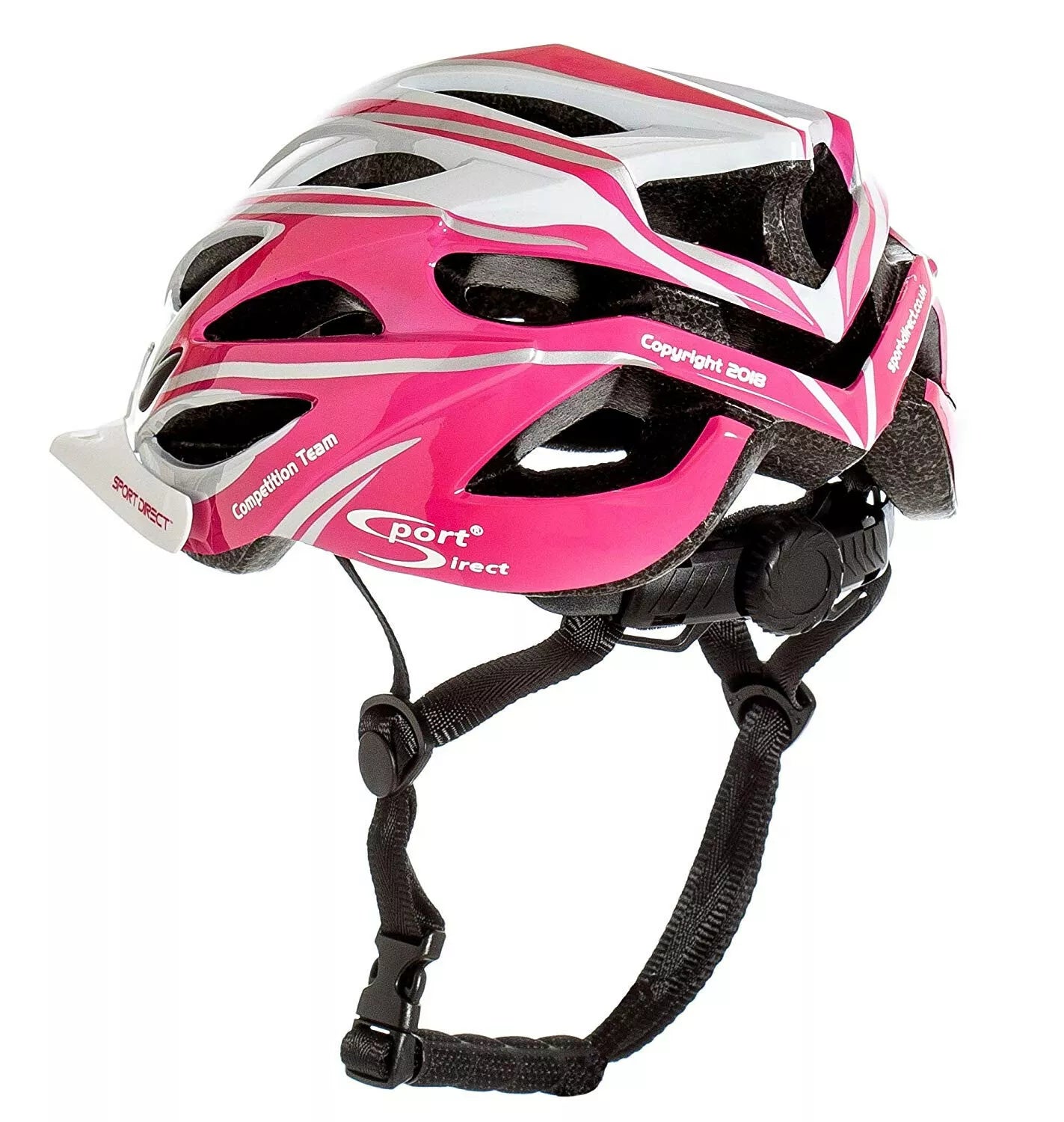 Sport Direct "Team Comp" 24 Vent Adult Bike Helmet Medium 55-58cm White/Pink