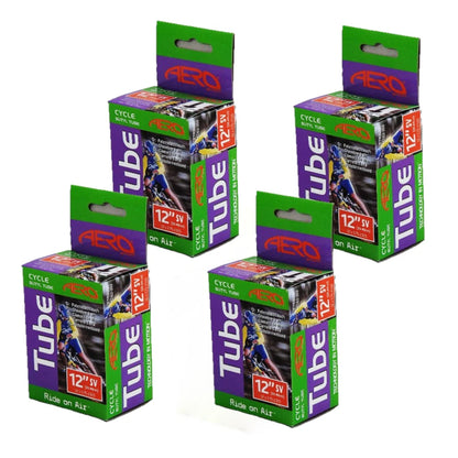 Aero Sport 4 x Butyl Rubber 12" x 1.75-2.125 Inner Tube 500%* Extra Ride Time Schrader Valve
